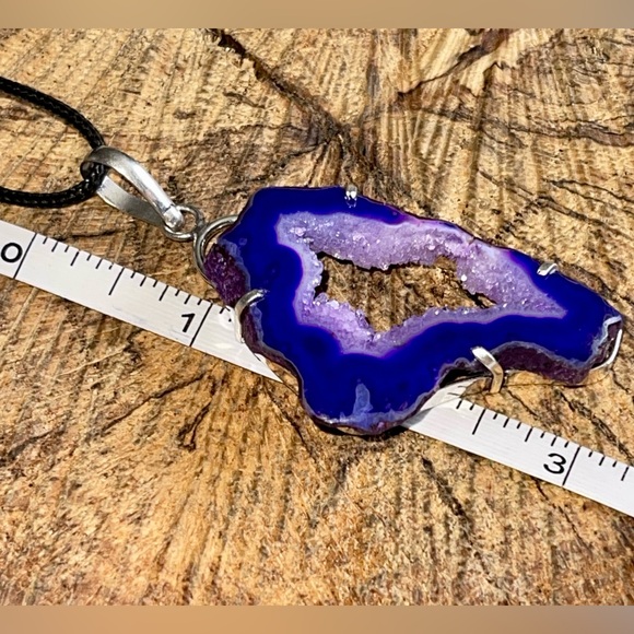 Dyed Purple Solar Agate Pendant 3” - Picture 9 of 10